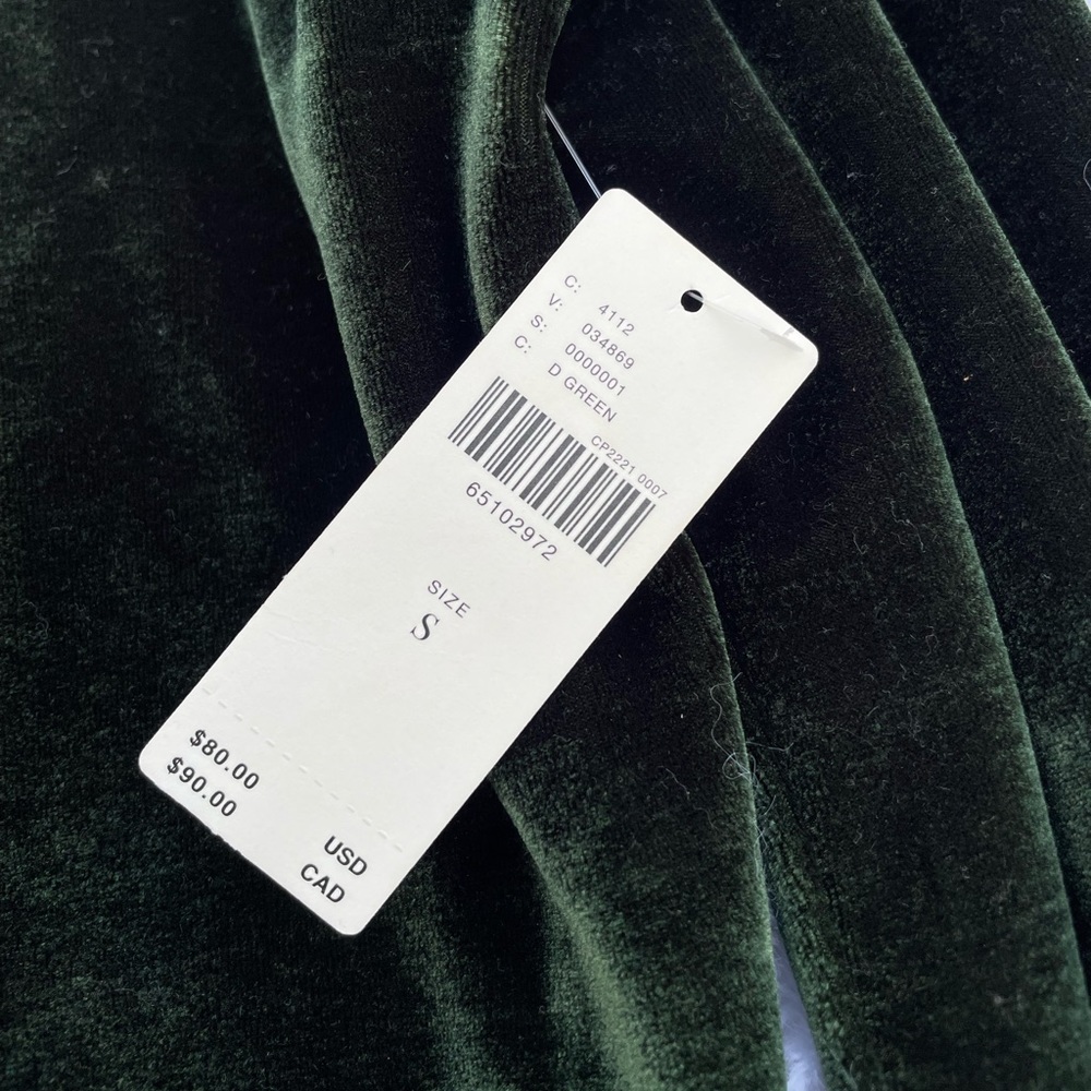 Green velvet top  by ANTHROPOLOGIE, brand new